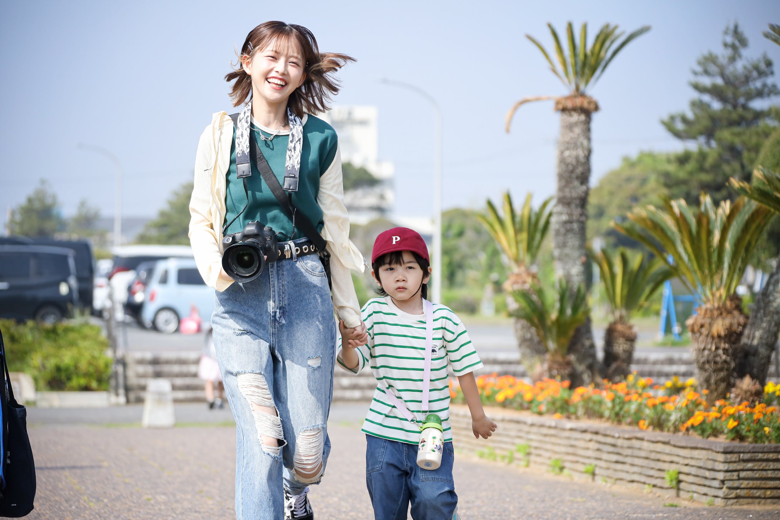 遊園地での場面